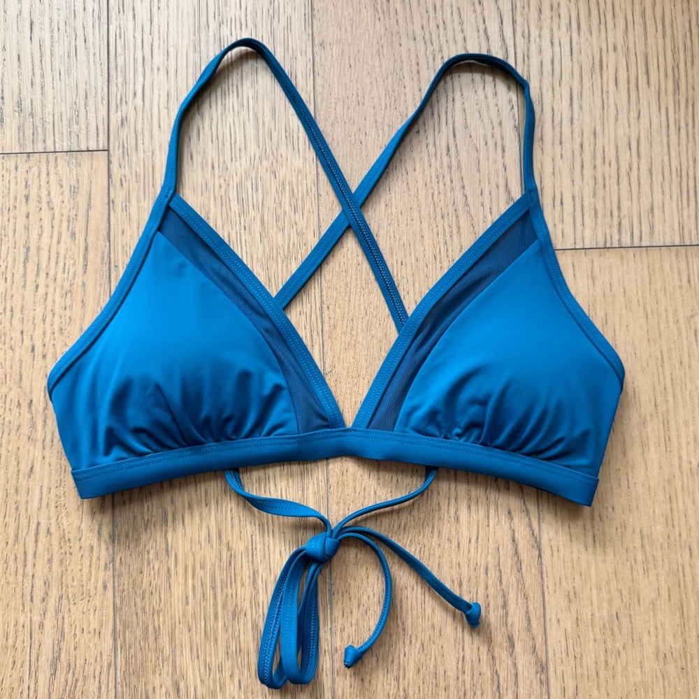 Skye Teal Bikini Top with Mesh Detail Size S - NWT